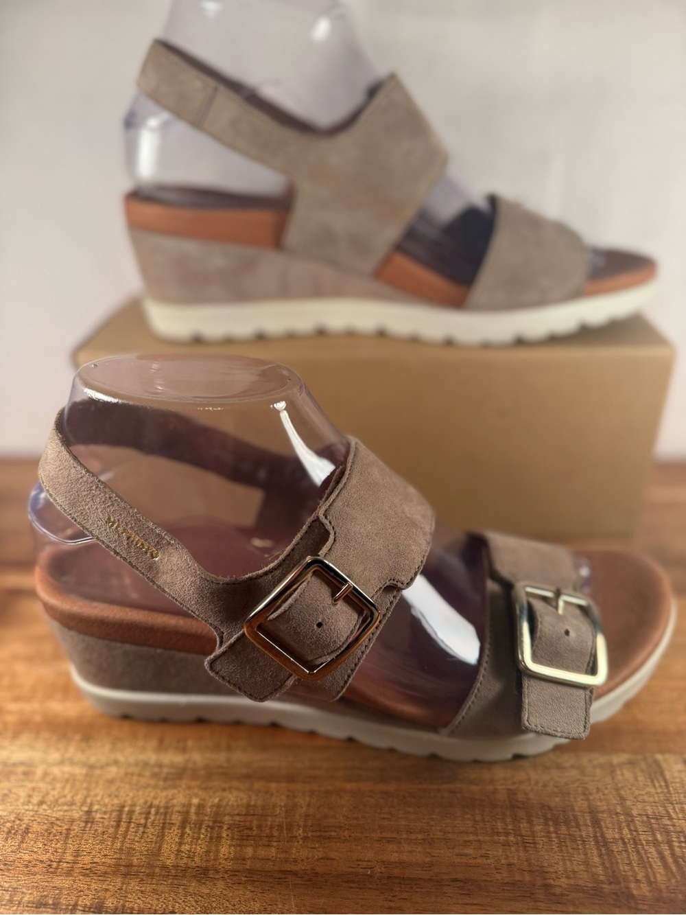 Mephisto Ysabel Slingback Platform Wedge Sandals Taupe Size 39 (US 8-8.5)